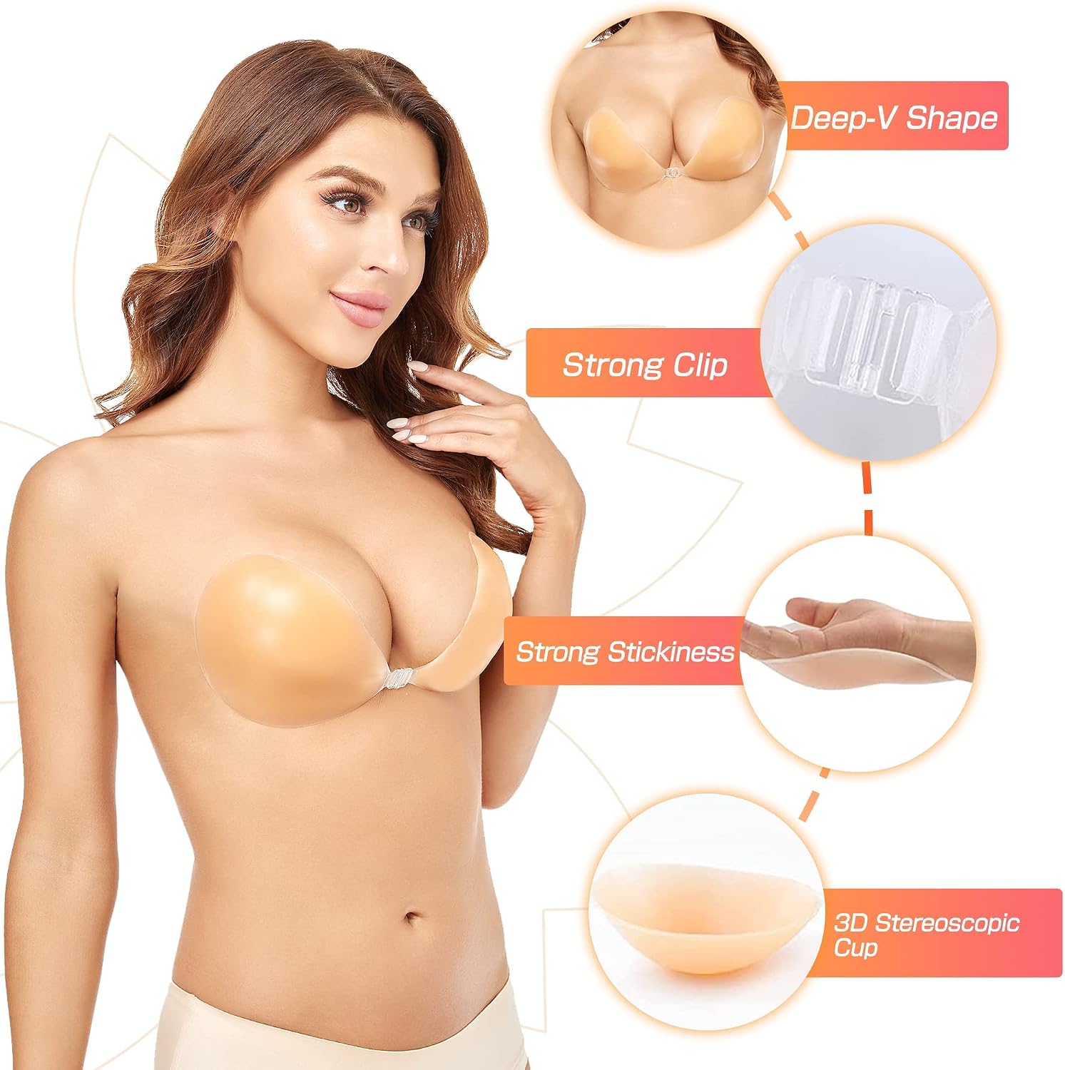 푸쉬업 무선 솔리드 실리콘 브라 재사용 가능 스티키 접 - Push Up Bra Silicone 리뷰 및 가격